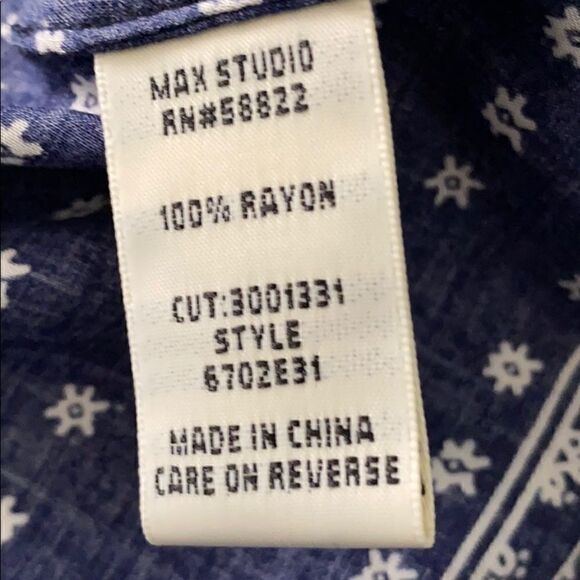 Max Studio sleeveless tunic top Navy/White print M - Picture 7 of 8